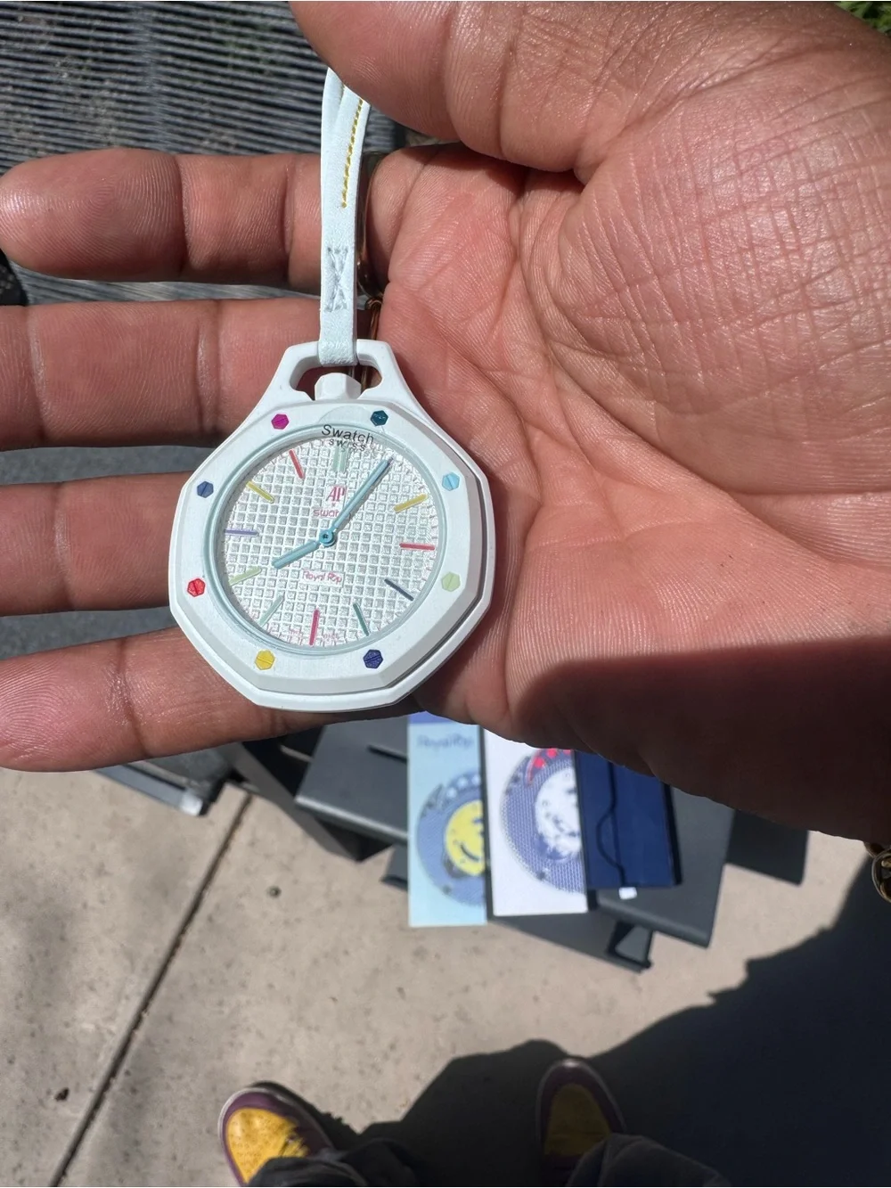 Swatch x AP Royal Pop Huit Blanc  Analog White Plastic Strap Watch w/ band & Box